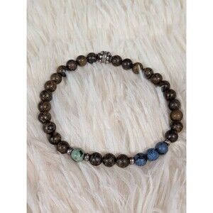 Jonas Studio 925 Silver Gemstone Bead Bracelet African Turquoise Bronzite RARE